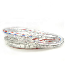 Clear industrial grade flexible plastic PVC spiral steel wire reinforced hose reels for oil air spray powder